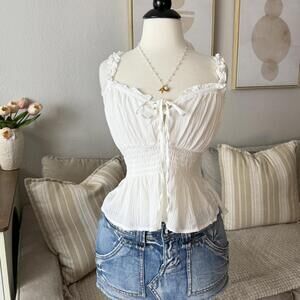 Terranova White Ruffle Tie Front Top